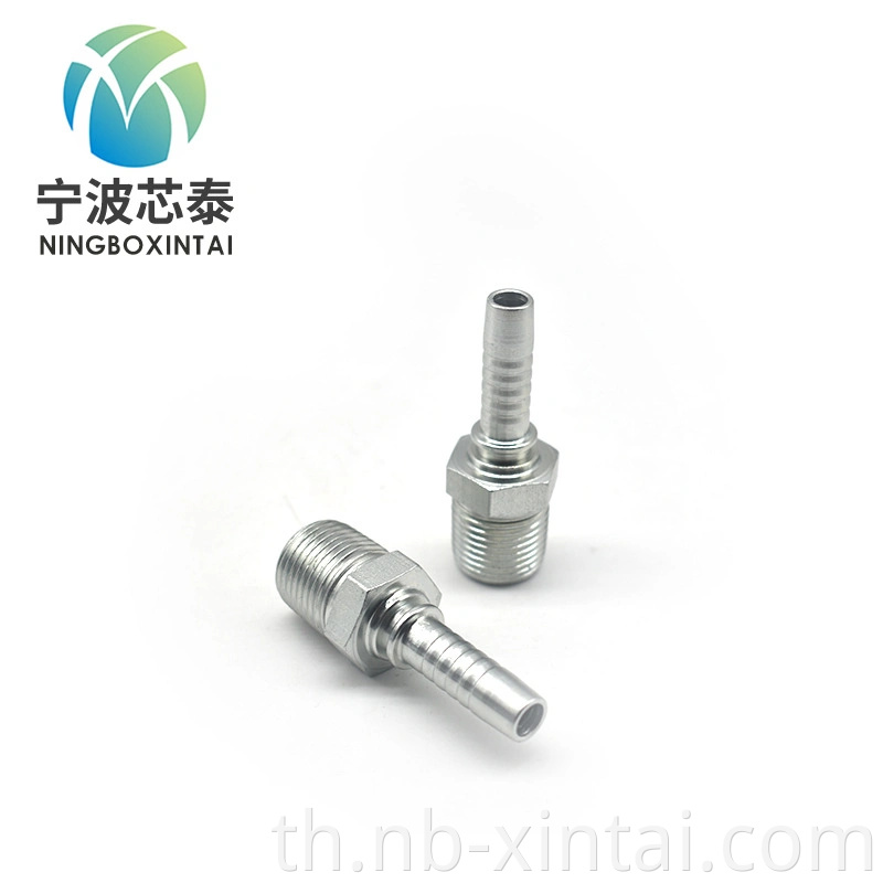 Metric Male Thread 24 CONE SEAT HYDRAULIC FITTINGS อะไหล่สแตนเลสสตีลนิกเกิลชุบทองเหลือง Barb End ท่อไฮดรอลิกที่ติดตั้งคาร์บอน